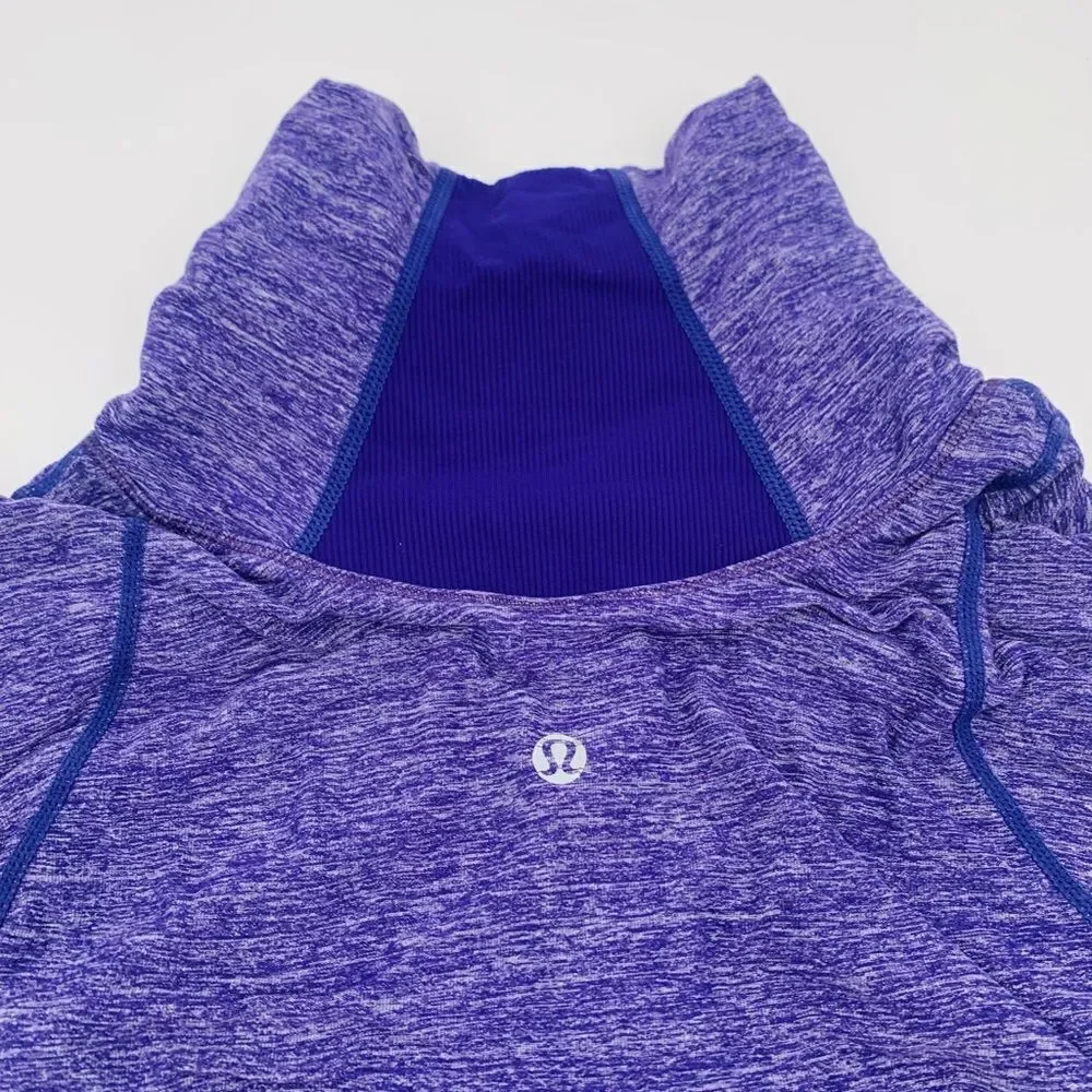 Purple Heathered Lululemon Run Inspire Long Sleeve 1/2 zip Pullover Sz 6 - Picture 7 of 10